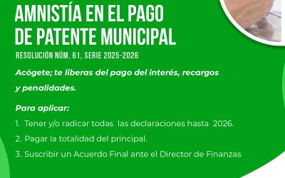 AMNISTÍA EN EL PAGO DE PATENTE MUNICIPAL