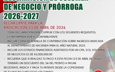 DECLARACIÓN DE VOLUMEN DE NEGOCIO Y PRÓRROGA